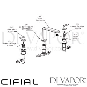 Cifial 31430T4K.U TH400 3 Hole Deck Bath Mixer Cross Spare Parts